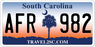 SC license plate AFR982