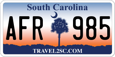 SC license plate AFR985