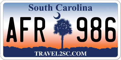 SC license plate AFR986