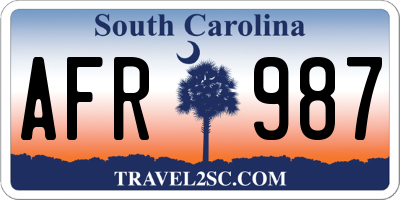 SC license plate AFR987