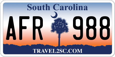 SC license plate AFR988