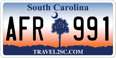 SC license plate AFR991