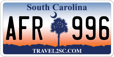 SC license plate AFR996