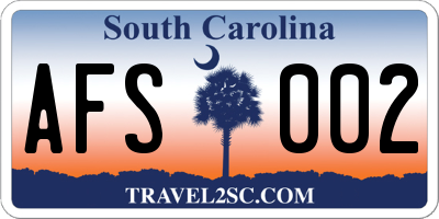SC license plate AFS002