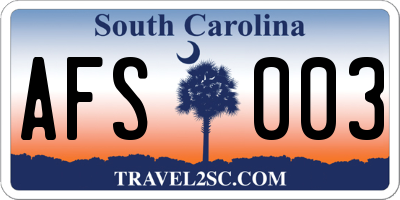 SC license plate AFS003