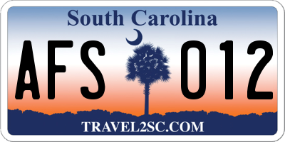 SC license plate AFS012