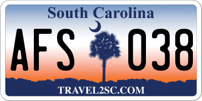 SC license plate AFS038