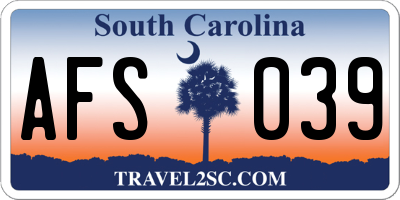 SC license plate AFS039