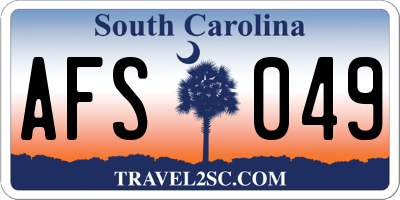 SC license plate AFS049