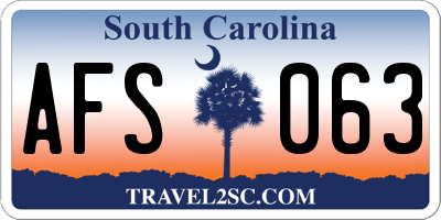 SC license plate AFS063
