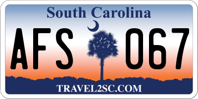 SC license plate AFS067