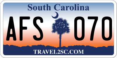 SC license plate AFS070