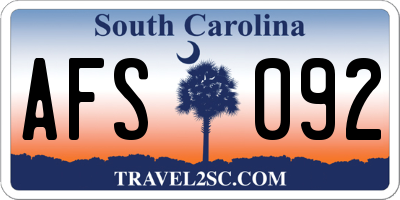 SC license plate AFS092