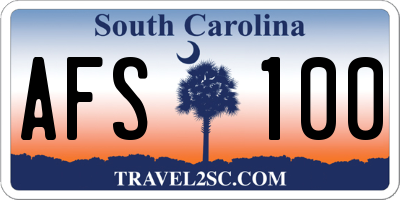 SC license plate AFS100