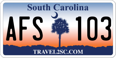 SC license plate AFS103
