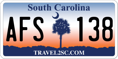 SC license plate AFS138