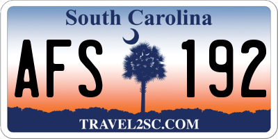 SC license plate AFS192