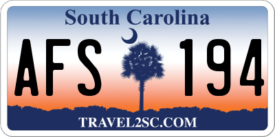 SC license plate AFS194