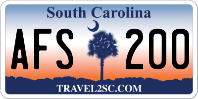 SC license plate AFS200