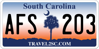 SC license plate AFS203