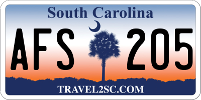 SC license plate AFS205