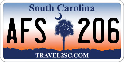 SC license plate AFS206
