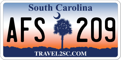 SC license plate AFS209