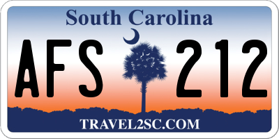 SC license plate AFS212