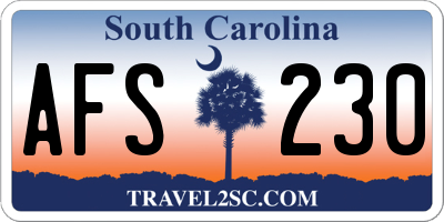 SC license plate AFS230