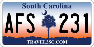 SC license plate AFS231