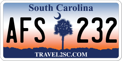 SC license plate AFS232