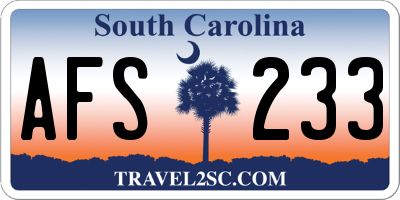 SC license plate AFS233