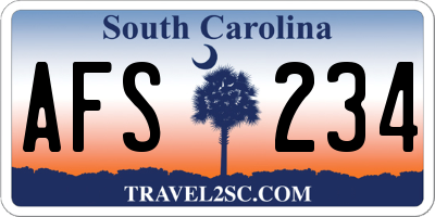 SC license plate AFS234