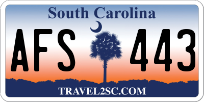 SC license plate AFS443