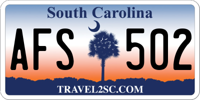 SC license plate AFS502