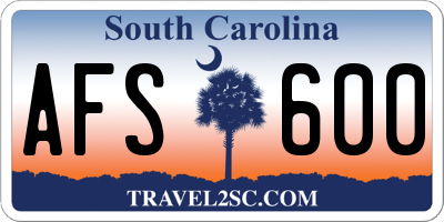 SC license plate AFS600