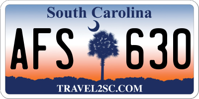 SC license plate AFS630