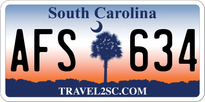 SC license plate AFS634