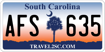 SC license plate AFS635