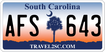 SC license plate AFS643