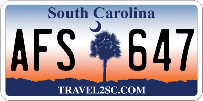 SC license plate AFS647