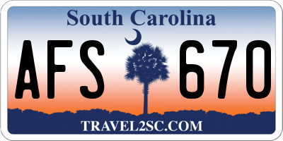 SC license plate AFS670