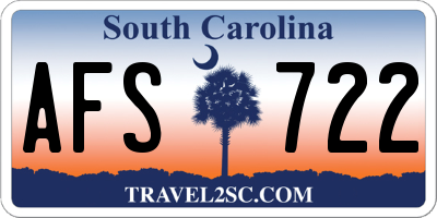SC license plate AFS722