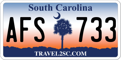 SC license plate AFS733