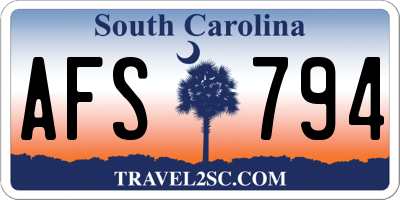 SC license plate AFS794