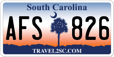 SC license plate AFS826