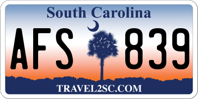 SC license plate AFS839