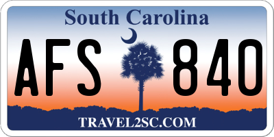 SC license plate AFS840