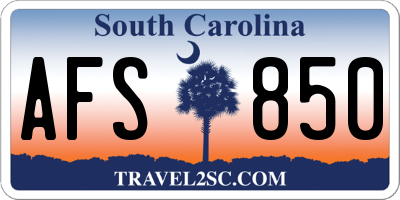 SC license plate AFS850