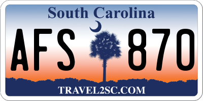 SC license plate AFS870